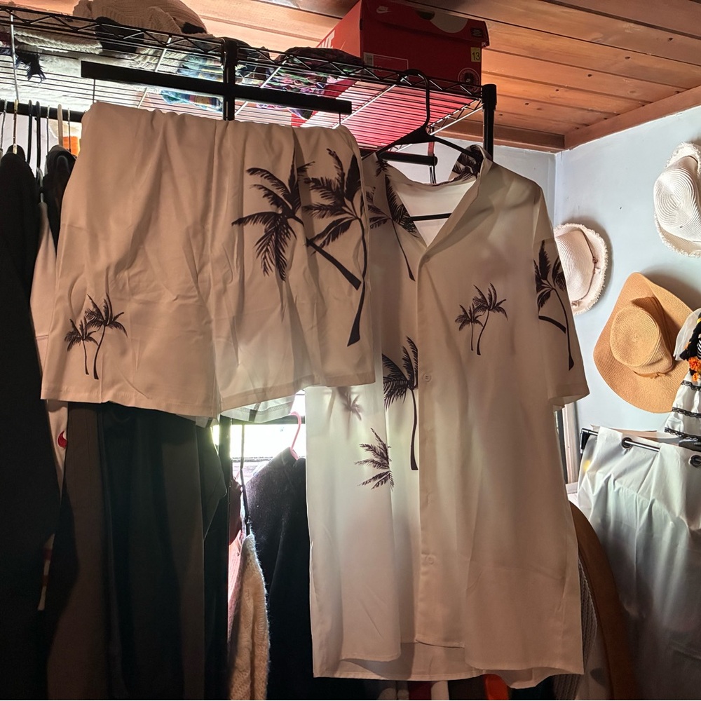 SHEIN White and Black Loungewear Set
